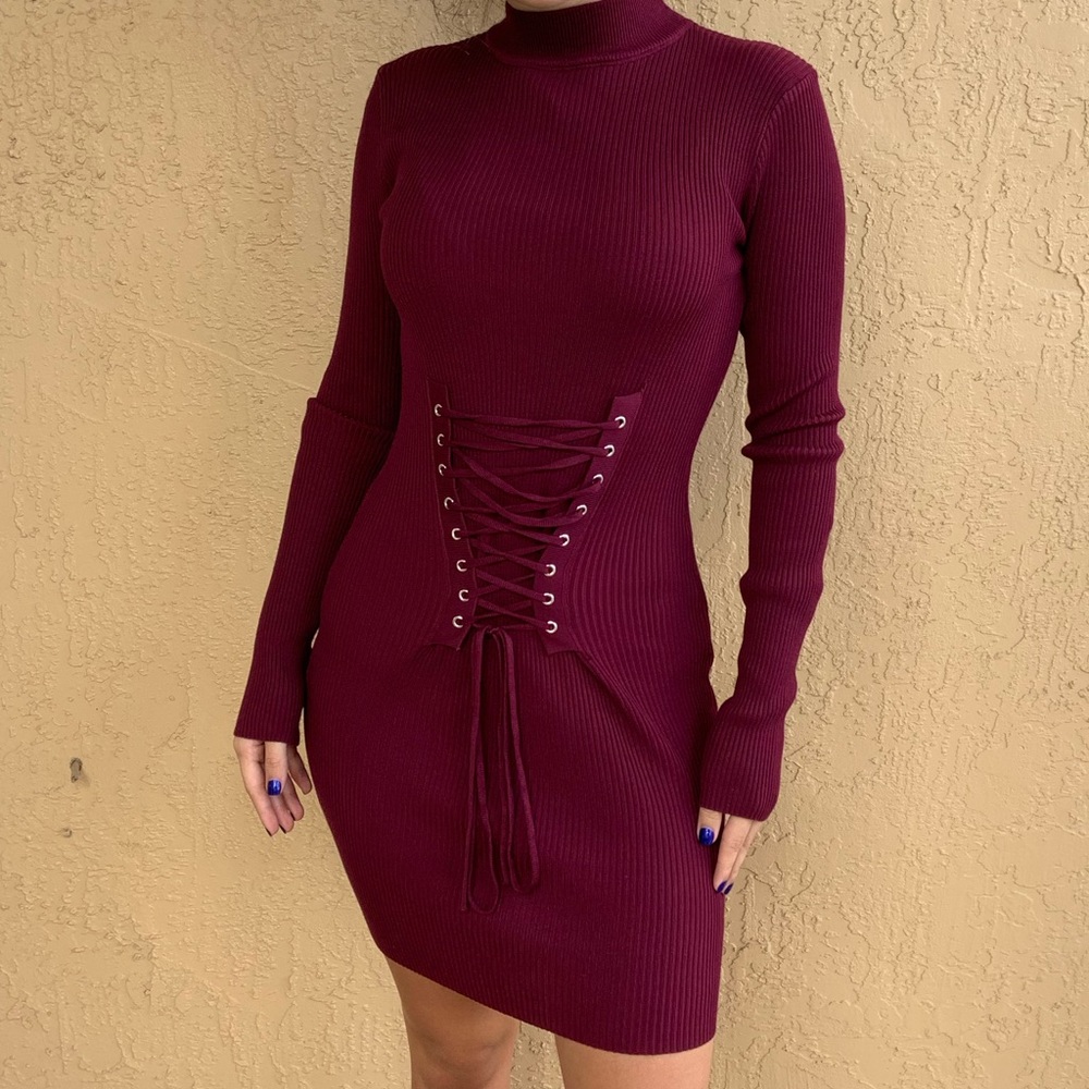 Fashion Nova burgundy dress